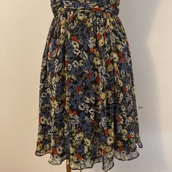 Suzi Chin for Maggy Boutique Black Floral Mini Dress Size 4 - Picture 8 of 14
